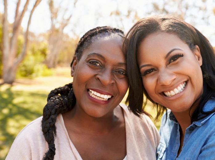 two women smiling