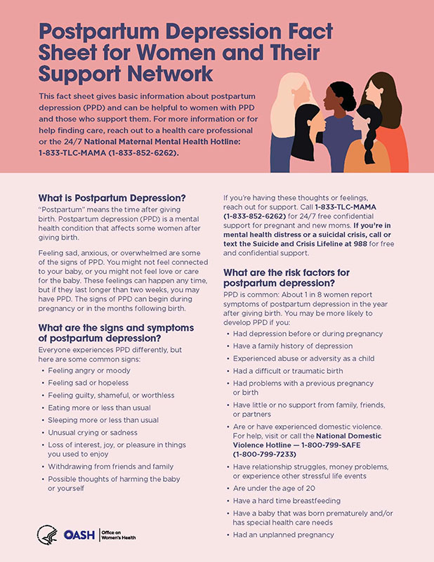 Postpartum Depression Fact Sheet for Women and Their Support Network