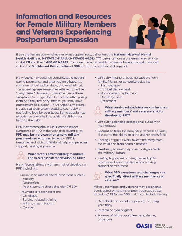 Postpartum Depression Information and Resources for Female Military Members and Veterans