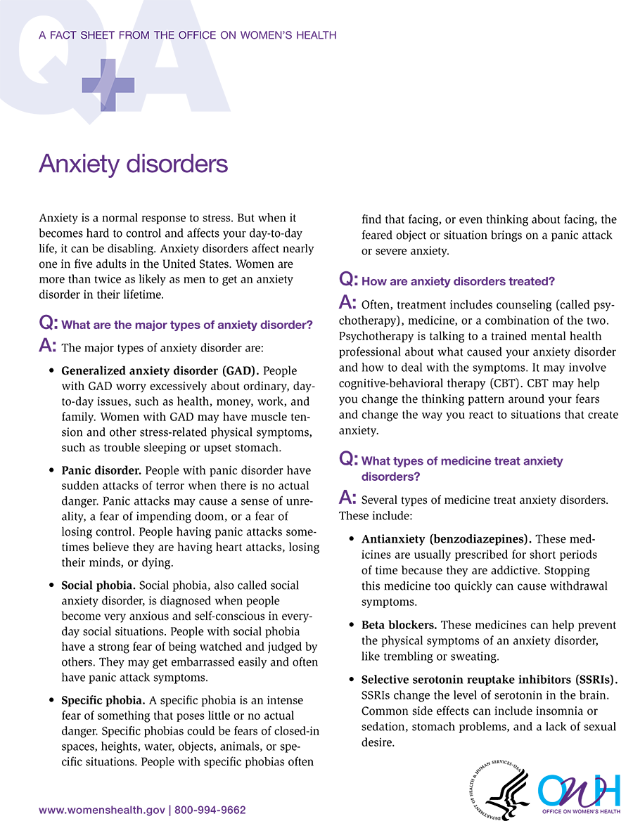 Anxiety disorders fact sheet