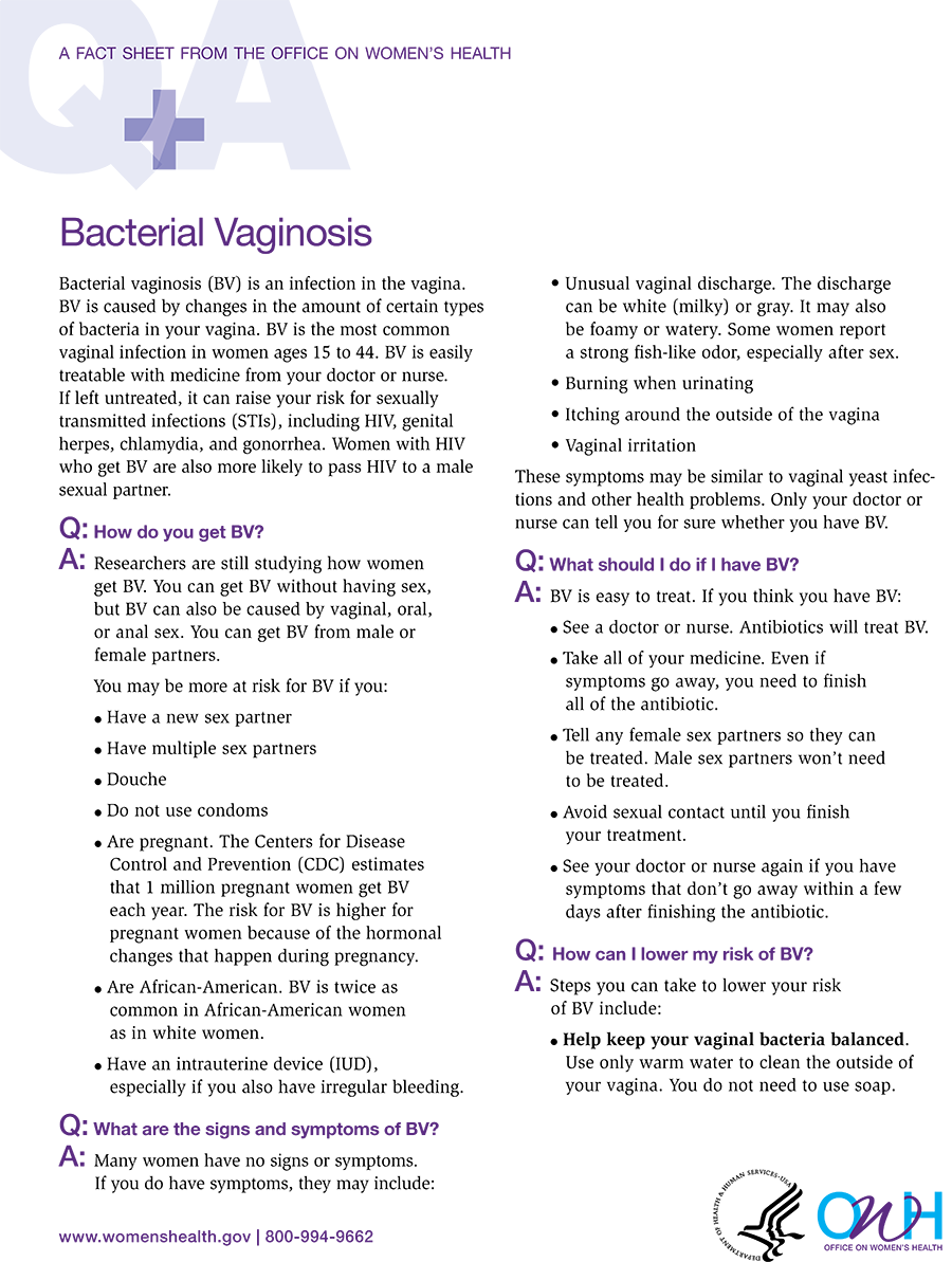 Bacterial vaginosis fact sheet