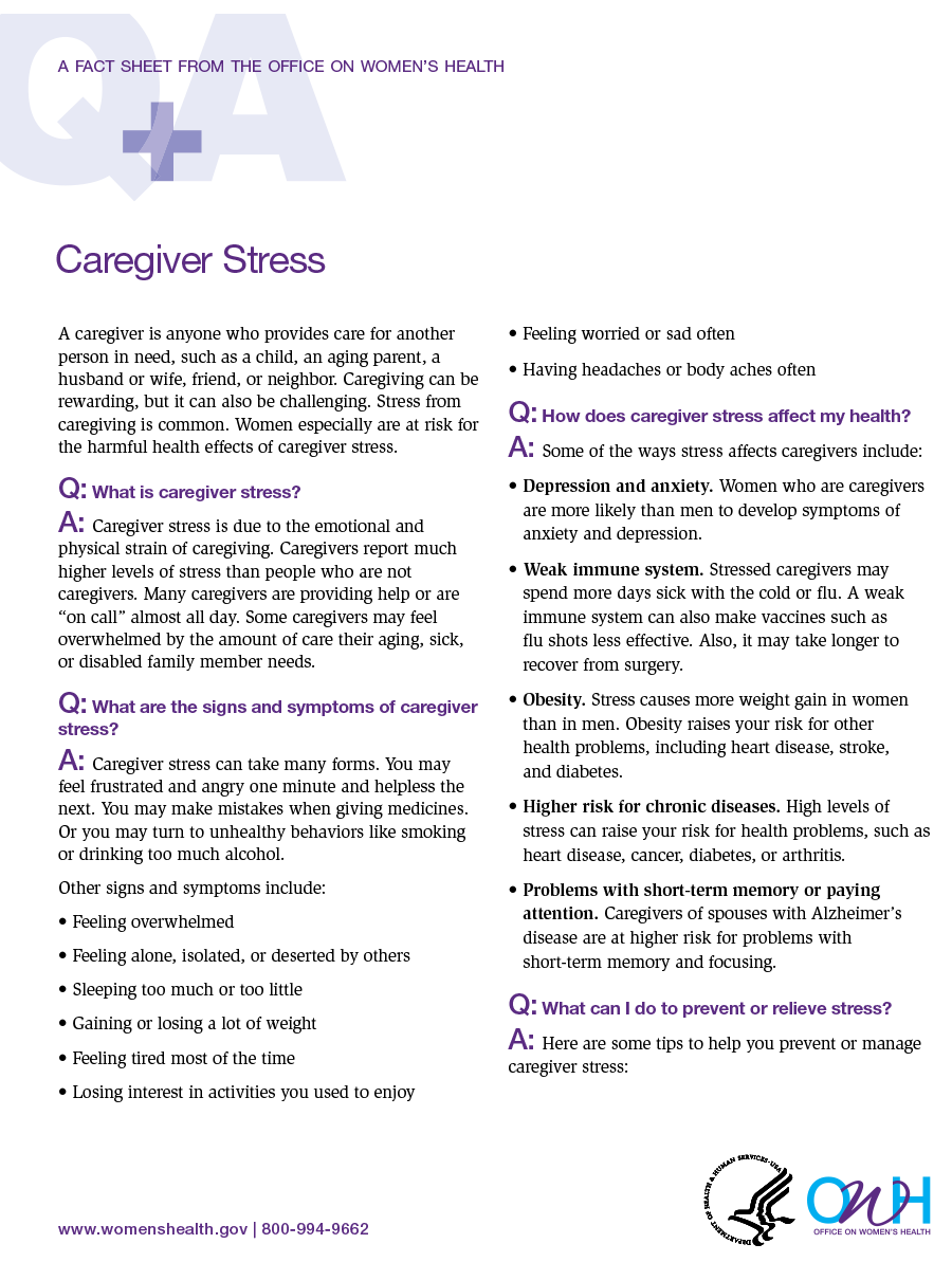 Caregiver stress fact sheet