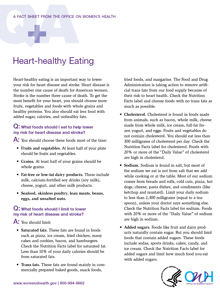 Heart-healthy eating fact sheet