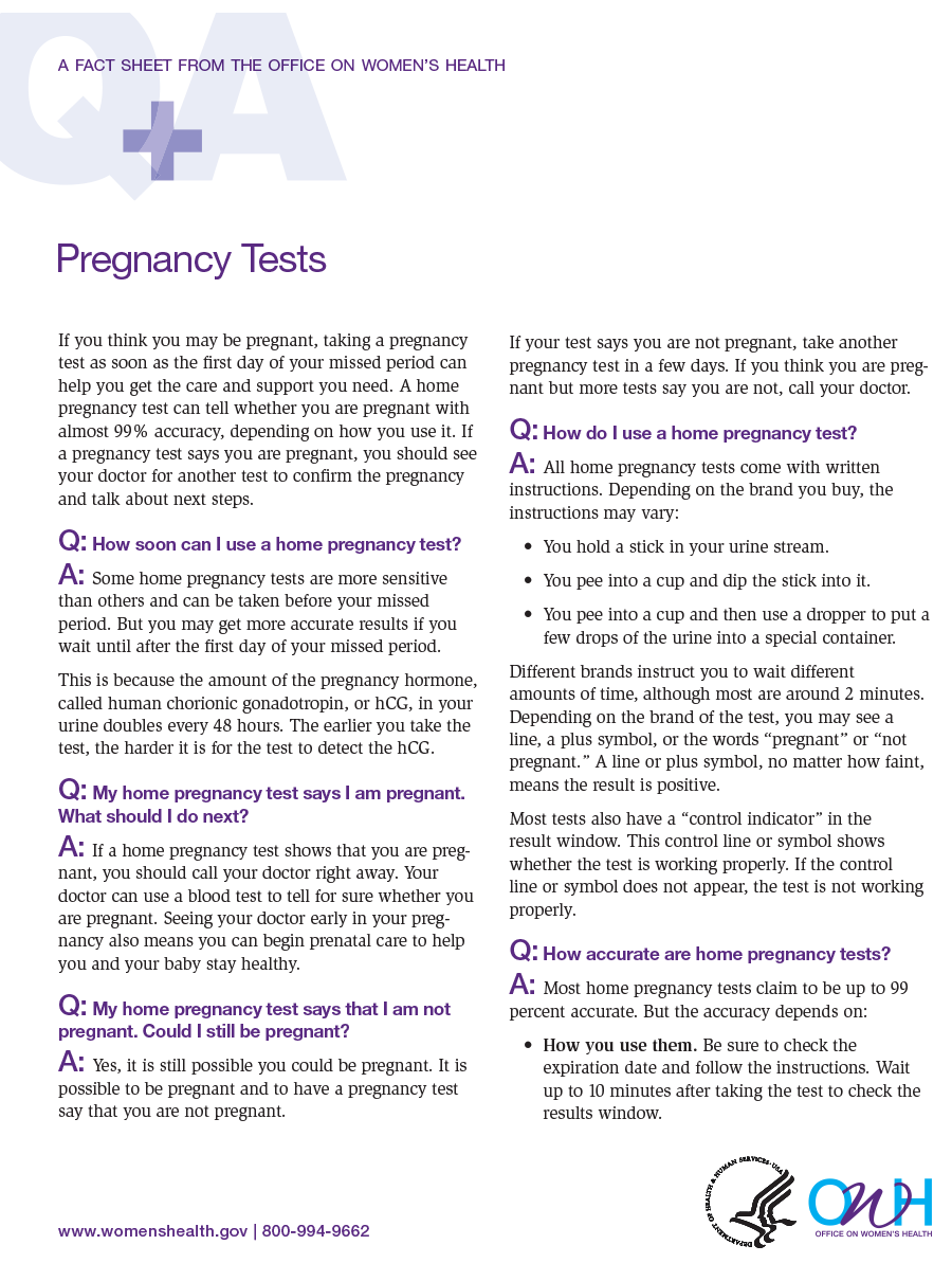 Pregnancy tests fact sheet